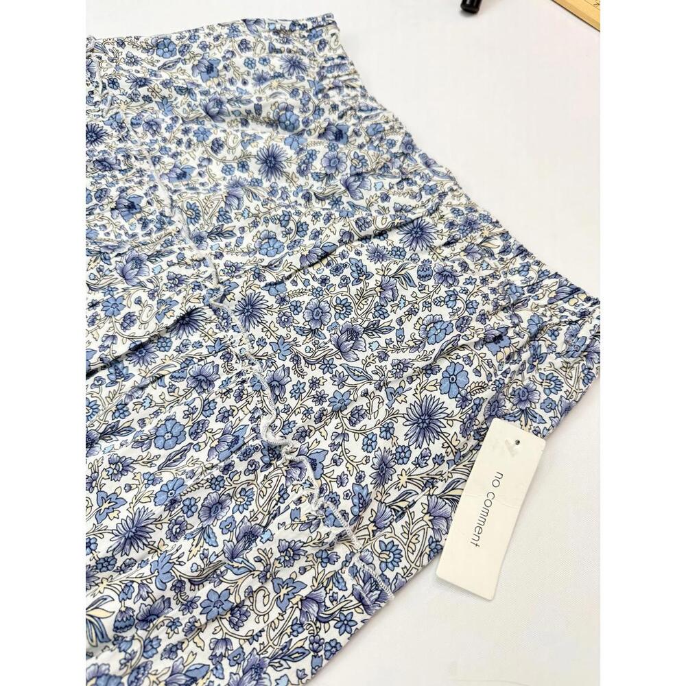 No Comment Blue Floral Tiered Maxi Skirt Elastic Waist‎ Lined RW228445 NWT L - Picture 2 of 8